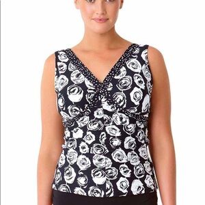 Anne Cole Coming Up Roses Tie Tankini Sz 16